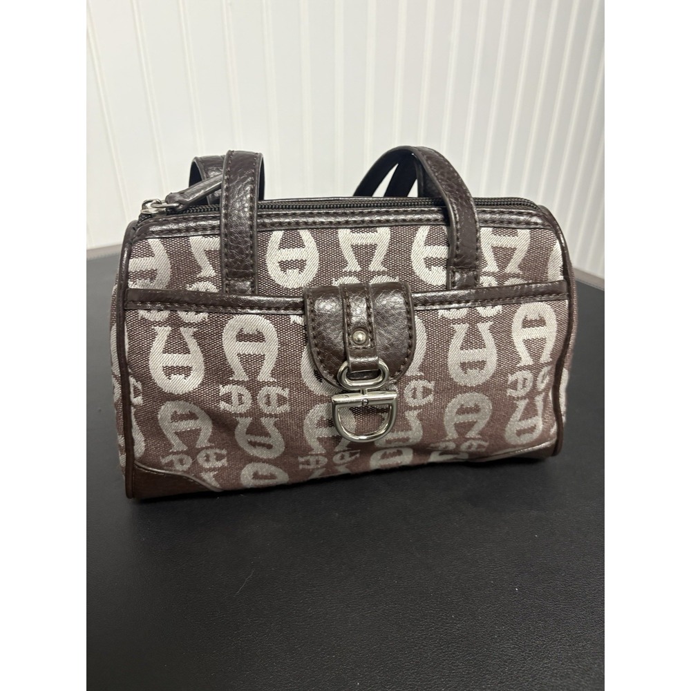 Etienne Aigner Purse Small Leather Trimmed‎ Brown Logo Handbag